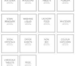 White Laundry Labels/ Waterproof Minimalistic Labels for Laundry Storage Jars /Softener Jar Labels /White Self Adhesive Sticker Labels