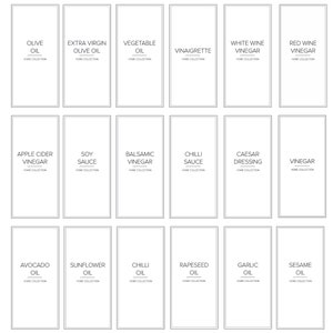 White Oil Vinegar and Sauce Labels Waterproof Olive Oil and Vinegar Labels for Sauce Bottles White Square Minimal Kitchen Labels for Jars