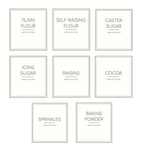 Cream Baking Labels Minimal Cream Waterproof Labels Flour, Icing Sugar Caster Sugar Labels Kitchen Sticker Square labels for Baking Jars