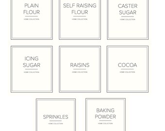 Cream Baking Labels Minimal Cream Waterproof Labels Flour, Icing Sugar Caster Sugar Labels Kitchen Sticker Square labels for Baking Jars