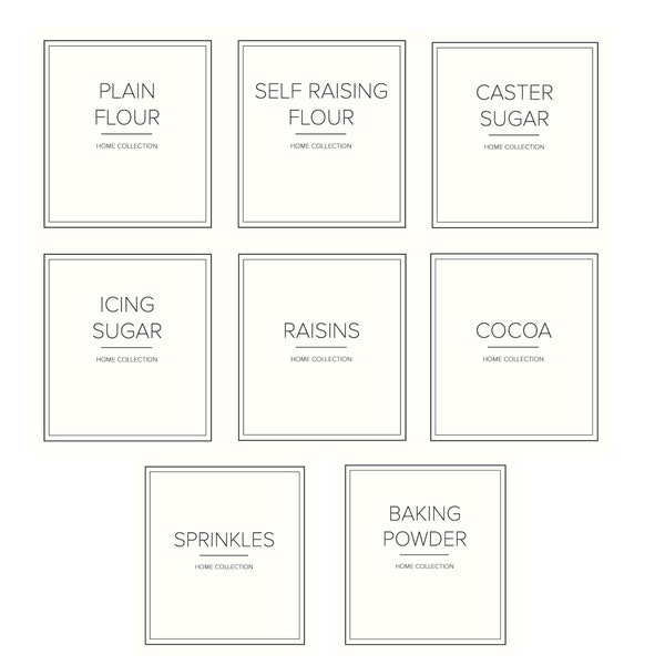 Cream Baking Labels Minimal Cream Waterproof Labels Flour, Icing Sugar Caster Sugar Labels Kitchen Sticker Square labels for Baking Jars