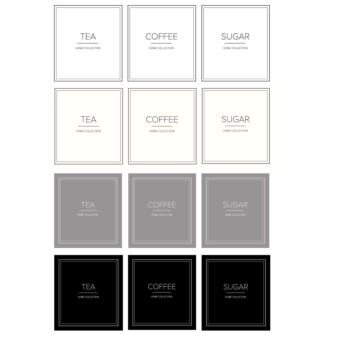 White Cream Grey Black Tea Coffee Sugar Waterproof Labels/minimal