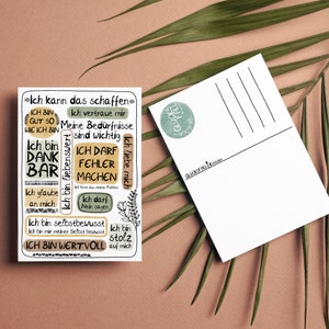 Affirmationskarte - Achtsamkeit - Selbstliebe - Postkarte im Bohostil - Naturfarben - Positive Glaubenssätze - Liebevolle Worte - Kunstdruck
