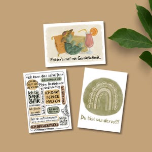 PostkartenSet - Affirmationskarte - Du bist wundervoll - Probier's mal mit Gemütlichkeit - Liebevolle Postkarten - Positive Sprüche Karten