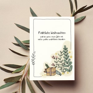 Weihnachtskarte - Fröhliche Weihnachten Postkarte - Naturillustration Adventszeit - Frohes neues Jahr - Wünsche zu Weihnachten und Silvester
