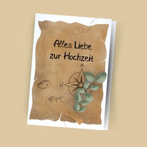 Grußkarte zur Hochzeit - Abenteuer - Eukalyptus - Hochzeitskarte für Reisende - Geschenk für Reisende - Brautpaar - Alles Liebe zur Hochzeit