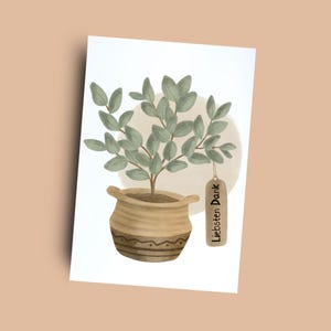 Dankeskarte im Bohostil - Grußkarte Eukalyptus - Liebsten Dank - Danke - Pflanze im Topf - Karte schlicht- Handgefertigte Naturillustration