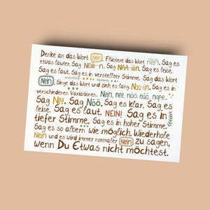 Nein Karte - Nö Nee - Achtsamkeitskarte - Persönlichkeitsentwicklung - Selbstfürsorge - Liebevolle Grusskarte für Freundin - Handgefertigt