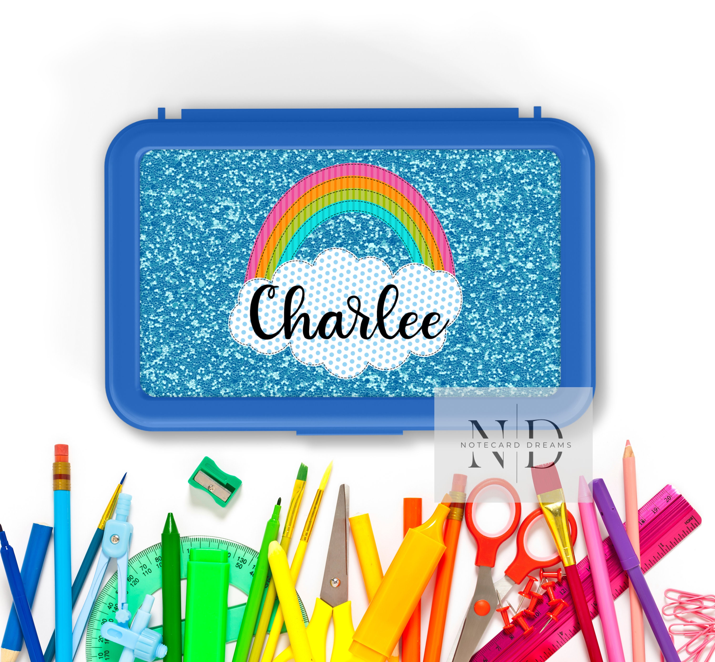 Rainbow Personalized Pencil Box | Pencil Box | School Supplies | Plastic School Box | Crayon Box | Kids Supply Box