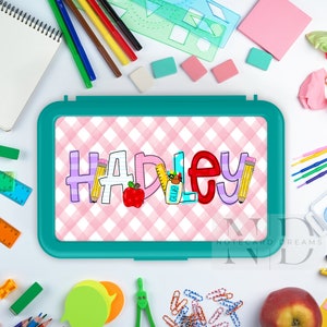 School Pastel Font Personalized Pencil Box | Pencil Box | School Supplies | Plastic School Box | Crayon Box | Kids Supply Box