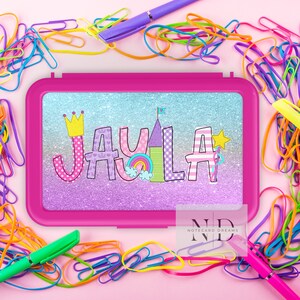 Princess Font Personalized Pencil Box | Pencil Box | School Supplies | Plastic School Box | Crayon Box | Kids Supply Box