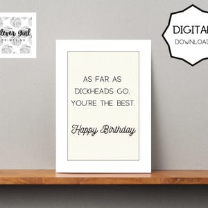 Funny Birthday Card for Adults | Sarcastic Digital Download Card | Printable Card for Friend, Him/Her | Instant Download