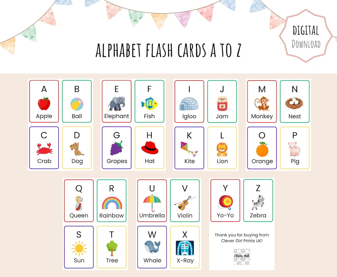 Alphabet Flash Cards for Kids - A to Z Printable Learning Cards ...