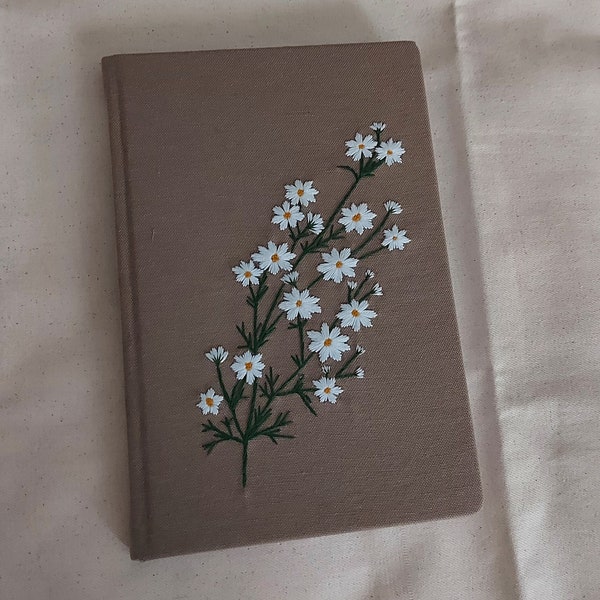 Daisy Pattern, Handmade Embroidered Cover Notebook, Embroidered Journal, Embroidered Notebook, Eco-Friendly Gift