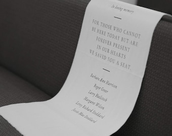 Custom Memorial Wedding Sign, Reserved Wedding Memorial Chair Sign, Personalized Fabric Sign, Wedding Chair Banner In Memory Of Loved Ones