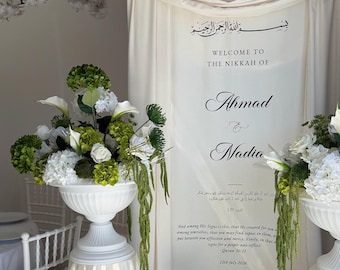 Personalized Islamic Nikkah Fabric Welcome Sign, Custom Bismillah Wedding Banner