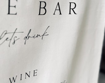 Signature Cocktails Sign, Fabric Bar Sign, Wedding Bar Menu, Custom Linen Bar Sign, Bar Sign, Minimalist Bar, His and Hers Wedding Bar Sign