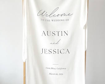 Custom Welcome Sign, Fabric Wedding Sign, Custom Linen Wedding Sign, Linen Wedding Banner, Wedding Decoration, Engagement Party Sign