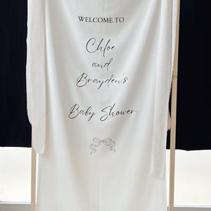 Gepersonaliseerde stoffen babyshowerbord, aangepast babyshowerbord, welkomstbord voor babyshower, babyshower op maat
