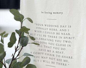 Reserved Wedding Memorial Chair Sign, Custom Memorial Wedding Sign, Personalized Fabric Sign, Wedding Chair Banner In Memory Of Loved Ones