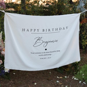 Personalized Birthday Banner, Custom Birthday Banner, Personalised Birthday Name Flag, Fabric Sign, Fabric Birtday Sign, Birthday Sign Linen