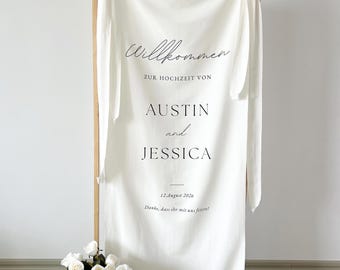 Fabric Wedding Sign, Custom Linen Wedding Sign, Custom Welcome Sign, Linen Wedding Banner, Wedding Decoration, Engagement Party Sign