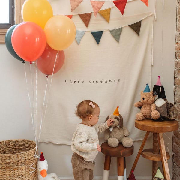 Custom Birthday Banner, Personalised Birthday Name Flag, Birthday Banner, Fabric Sign, Fabric Birtday Sign, Birthday Boho Wall Art, Linen