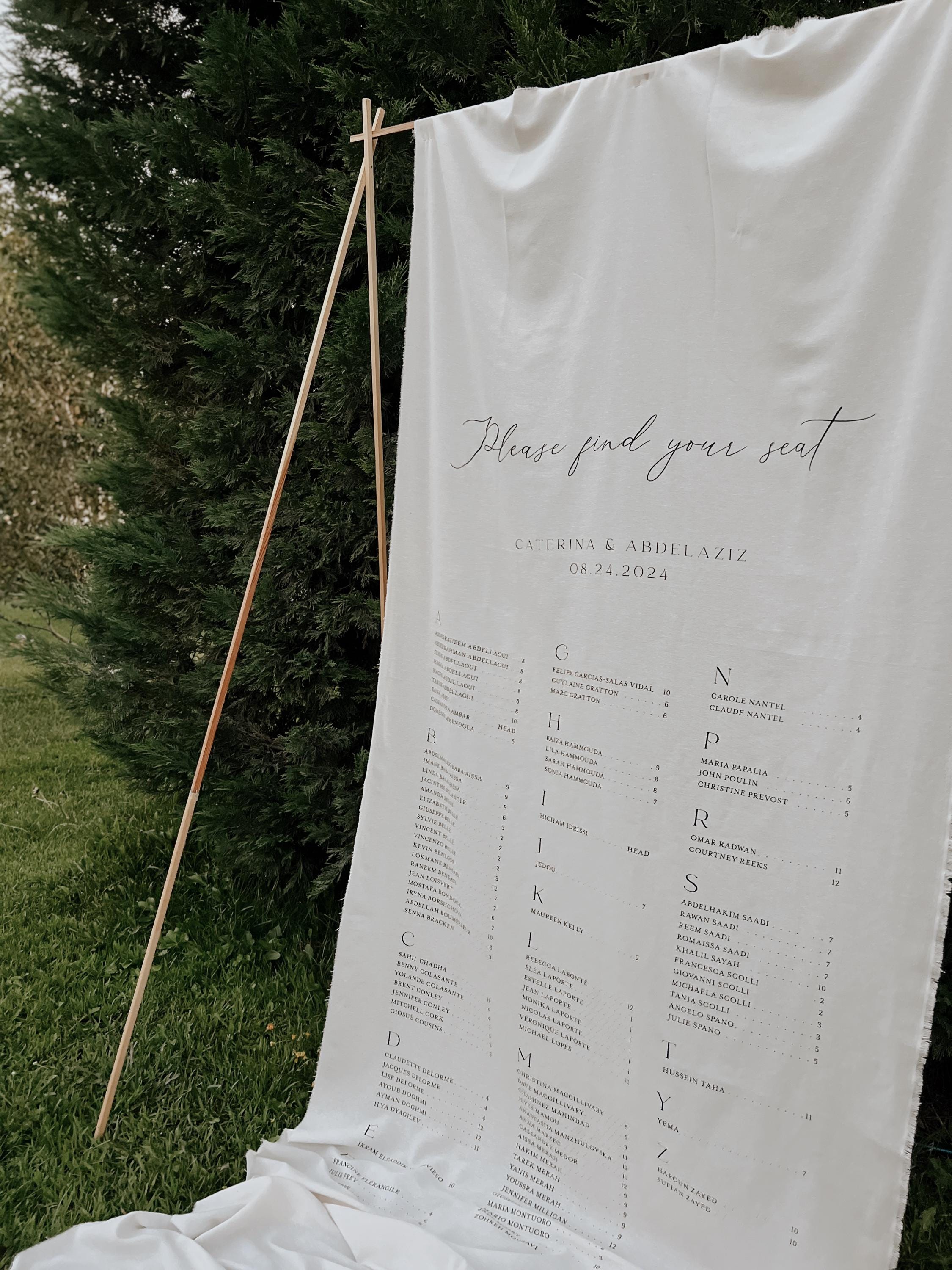 Personalised Wedding Seating Chart Sign, Linen Fabric Wedding Seating ...