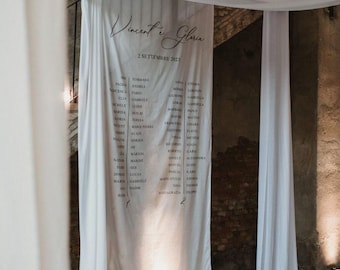Linen Fabric Wedding Seating Chart, Fabric Wedding Table Plan, Personalised Wedding Seating Chart Sign, Fabric Sign