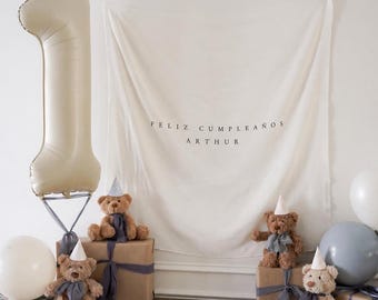 Bandera de Cumpleaños Personalizada con Nombre, Banner de Cumpleaños, Letrero de Cumpleaños Personalizado en Tela, Cumpleaños Boho