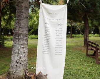 Planimetria matrimonio in tessuto, planimetria matrimonio in tessuto di lino, cartello per planimetria matrimonio personalizzato, cartello in tessuto