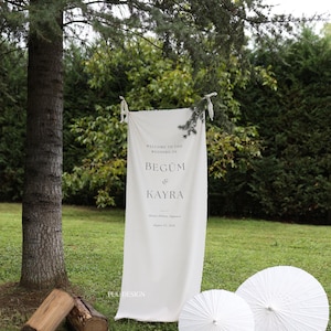 Cartello personalizzato per matrimonio / Cartello di benvenuto per matrimonio / Cartello in tessuto personalizzato per matrimonio / Decorazioni personalizzate per eventi