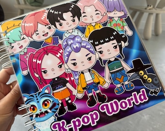 K-Pop World Busy Book | Interactive Activity Book, Reusable Sticker Album (14 Pages)