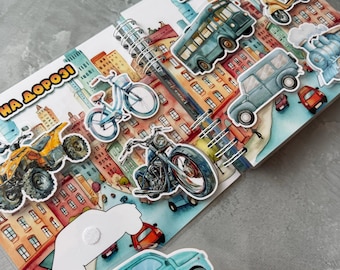Transport Busy Book | Laminated Vehicles Activity Book | Hook & Loop Educational Toy (Ages 2-6)