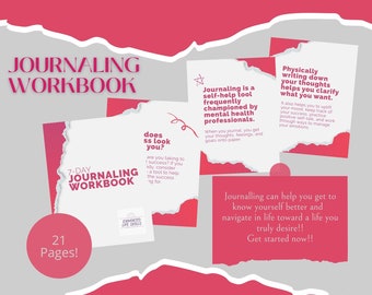 Bright Pink Journaling Workbook, Authenticity, Self Discovery, Personal Growth, Positive Mindset, Personal Development, Self Development