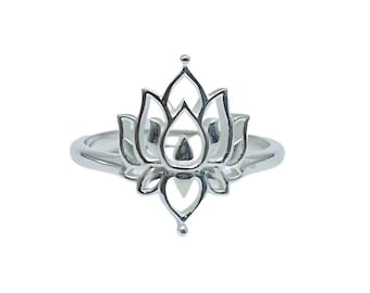 Sterling Silver Lotus Ring, 925 Sterling Silver Ring, Flower Ring, Boho Ring,  Boho Everyday Style jewelry, Valentines Day Gift For Her.