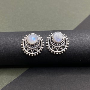 Sterling Silver Moonstone Earrings, Moonstone studs, Rawa Earrings, Moonstone jewelry, cute earrings , bridesmaid earrings, gift for her