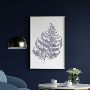 Blue Fern Botanical Print | Fern Wall Art | Botanical Wall Decor | Nature-Inspired Printable Art | Digital Download | Plant Poster Wall Art