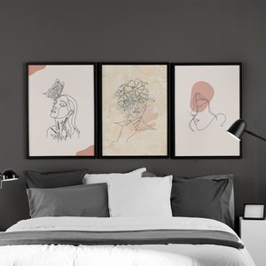 Minimalist Flower and Woman Wall Art | Abstract Female Line Drawing Print | Aesthetic Botanical Poster | Feminine Modern Decor | Boho Art