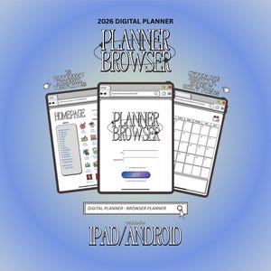 2026 Digital Planner Browser Planner Themes für iPad Android mit täglichem wöchentlichen monatlichen Journal