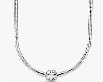 Collier chaîne serpent en argent sterling Pandora S925, pendentif à breloques Pandora, collier de tous les jours, cadeau pour elle