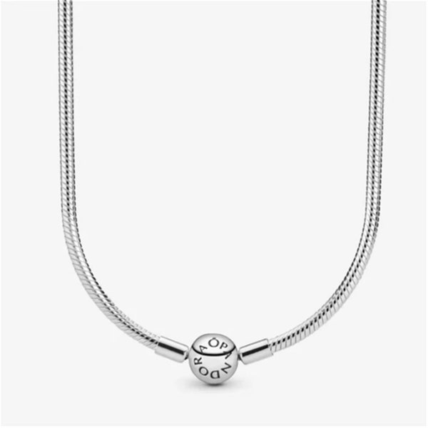 S925 Sterling Silber Pandora Moment Schlangenkette Halskette, passen Pandora Charm Anhänger, jeden Tag Halskette, Geschenk für sie