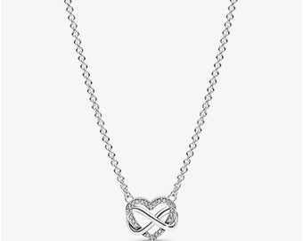 Collana Pandora in argento sterling 925 con cuore infinito, adatta per collana Pandora, regalo di nozze, regalo per lei