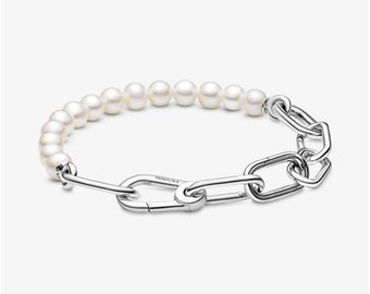 925 Sterling Silver Pandora Moment Pearl Bracelet, Fit Pandora Charm Pendant, Exquisite Bracelet, Bridal Bracelet, For Her Gift