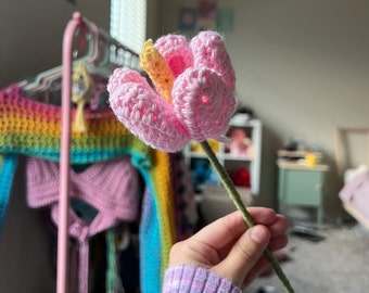 PDF Häkelanleitung Tulip, Anleitung für Häkelblumen, Häkelblumen, Zimmer Dekor, Häkelanleitung, Häkelgeschenke für Häkelfans