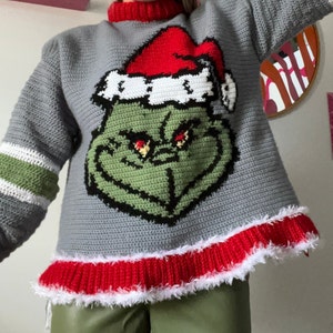 PDF Crochet Pattern Christmas, Grinch Crochet Pattern Sweater, Christmas Sweater, Festive, Crochet Gifts For Crocheters, Christmas Jumper