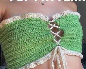 PDF Crochet Pattern Top, Crochet Bandeau Top Pattern, Lace Up Top, Corset Top, Crochet Top, Crochet Bralette, Crochet Gifts For Crocheters