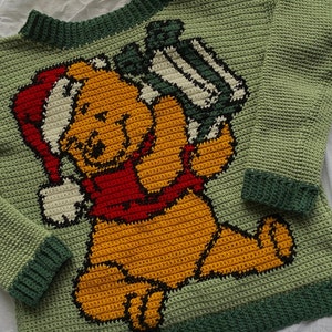 PDF Crochet Pattern Christmas, Crochet Pattern Sweater, Pooh Bear, Winnie the Pooh, Christmas Sweater, Crochet Gifts For Crocheters