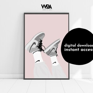 Air jordan sneaker poster wall art - Pink Background | Sneaker poster - digital download