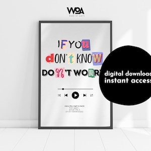 Fred Again, Clara, die Nacht ist dunkel – Wenn Sie es nicht wissen, machen Sie sich keine Sorgen – digitaler Download – Musikplakatkunst